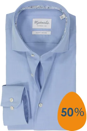 Michaelis Slim fit heren overhemd - dobby - - Strijkvriendelijk - Boordmaat: 43