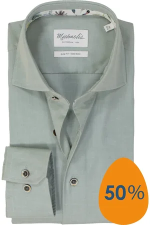 Michaelis Slim fit heren overhemd - twill - - Strijkvriendelijk - Boordmaat: 43