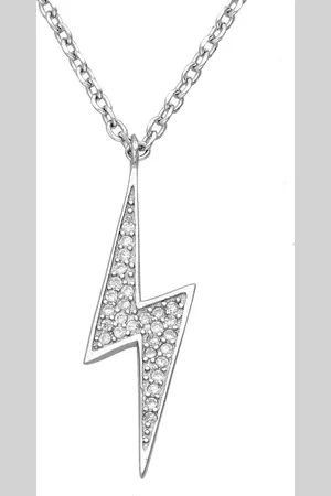 EAR IT UP Ketting - Bliksem - Gerhodineerd - Zirkonia - Pavézetting - 40 tot 42,5 cm - 1 stuk