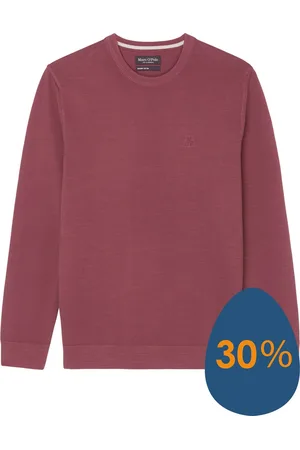 Marc O’ Polo Regular fit pullover - heren trui katoen met O-hals - mauve (middeldik)