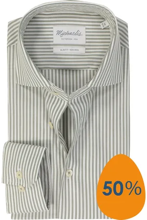 Michaelis Slim fit heren overhemd - Oxford - gestreept - Strijkvriendelijk - Boordmaat: 38