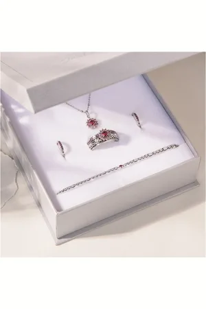 Ixxxi Jewelry-Lucia Fuchsia Sieraden Set-Zilverkleurig-Dames Sieraden geschenkset