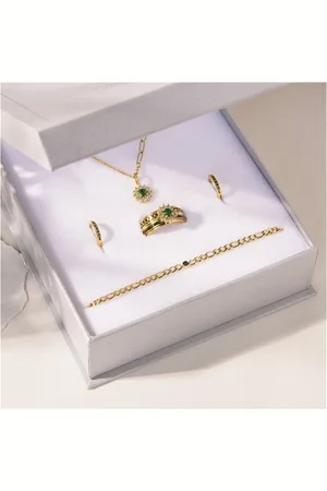 Ixxxi Jewelry-Lucia Emerald Sieraden Set-Goudkleurig-Dames Sieraden geschenkset