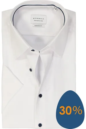 ETERNA Modern fit overhemd korte mouw - twill - - Strijkvrij - Boordmaat: 42