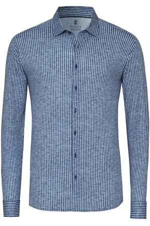 DESOTO Shirt Kent Linen Optics Stripes Donkerblauw (navy)