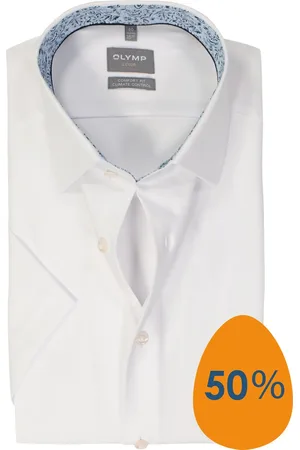 Olymp Comfort fit overhemd - korte mouw - twill - - Strijkvriendelijk - Boordmaat: 47