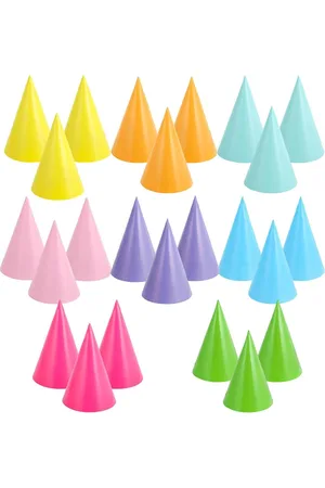 Merkloos Feestmutsen Mooie Cake Cone Verjaardag Papier Hoeden Party Papier Kroon Papier Party Hoeden Set voor Jongens Meisjes Verjaardag Dress Up Party Decoratie en Vieringen (24 stuks)