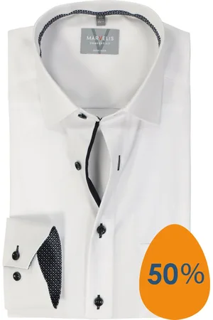 Marvelis Comfort fit overhemd - popeline - - Strijkvrij - Boordmaat: 50