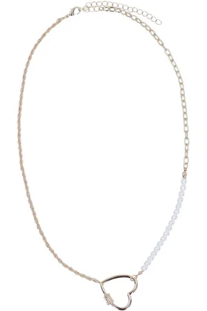 Manfield Dames - Gouden hartjes ketting met parel details