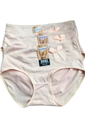 Merkloos Dames slips 3 pack 9033 met strikje M beige