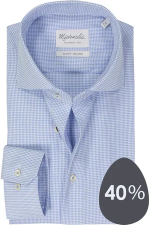 Michaelis Slim fit heren overhemd - dobby - - Strijkvriendelijk - Boordmaat: 44