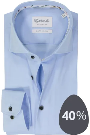 Michaelis Slim fit heren overhemd - twill - - Strijkvriendelijk - Boordmaat: 40