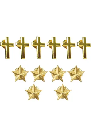 Merkloos 12 stuks ster badge kruis badge speld pentagram legering broche pin DIY decoratie kleding gebreide jas jurk voorkomen knopen