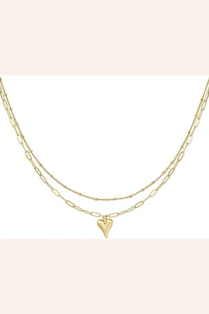 Yehwang Loving layers ketting - - hartje - stainless steel - waterproof - kerstcadeau - kerst - cadeau - dames