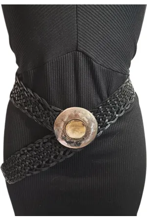 Merkloos Riem-Leer-Bohemian-Boho style- Gevlochten leer-Gesp-Rond- -5cm x 115cm