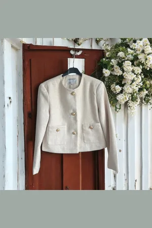 Merkloos Classic tweed jacket- Gekleed jasje - kort vestje voor vrouwen- korte jas