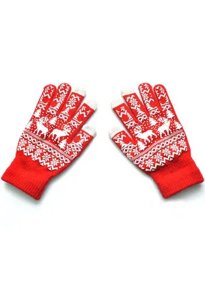 Merkloos Dames Kerst Handschoenen – /Wit – Onesize