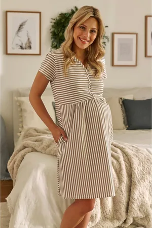 Doctor Nap Nachthemd Dames | Nachtjapon Dames | Zwangerschap Borstvoeding Nachtkleding | Stripes TCB.9928 36 / S