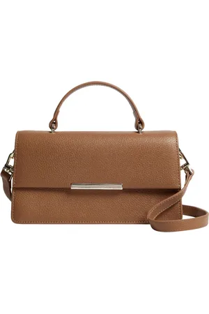 Ted Baker Leren Handtas Schoudertas Rosly Bar Detail Elongated Top Handle Bag Bruine