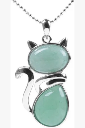 Dottilove Ketting met kat hanger - Minimalistisch - Natuurlijk kwarts - Roestvrij staal - - Sieraden