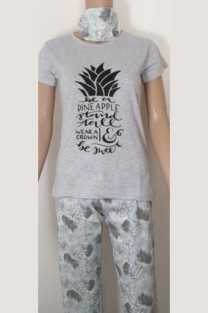 Merkloos Pyjama korte mouw 3 delig set lente/zomer pyjama katoen maat S/M