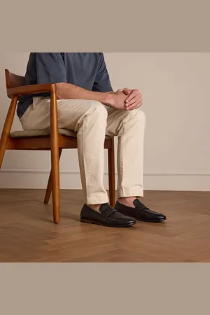 Manfield Heren - Zwarte leren loafers