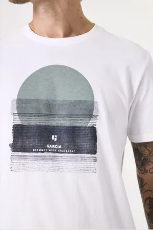 Garcia Heren Chest print T-shirt Wit Korte mouw