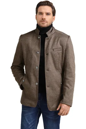 Allthemen Heren Wollen Jas Met Enkelrijig Knoopsluiting - Korte Warme Winterjas - 2XL