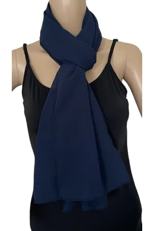 Merkloos Dames lange dunne sjaal 12703 170/70cm donkerblauw