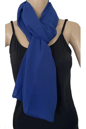 Merkloos Dames lange dunne sjaal 12703 170/70cm kobalt blauw