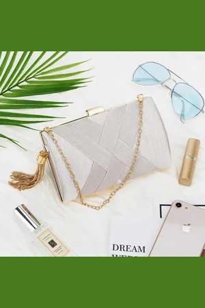 Merkloos Vrouwen Clutch Bag Avondtas Omzoomd Avond Handtas, Lady Party Wedding Clutch Purse Chain Schouder Cross Body Bag