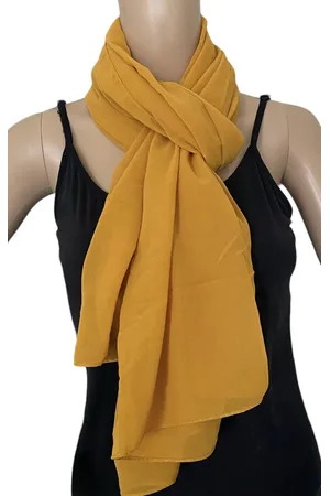 Merkloos Dames lange dunne sjaal 12703 170/70cm okergeel