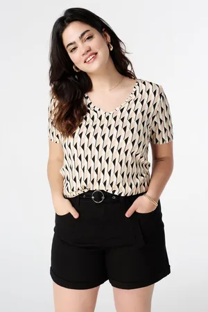 MS Mode T-shirt T-shirt met V-hals