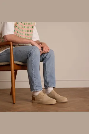 Manfield Heren - suède sneakers met bruine details