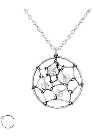 Amanto Ketting Elphi - 925 Zilver E-Coating - Swarovski® - ∅17mm - 45cm