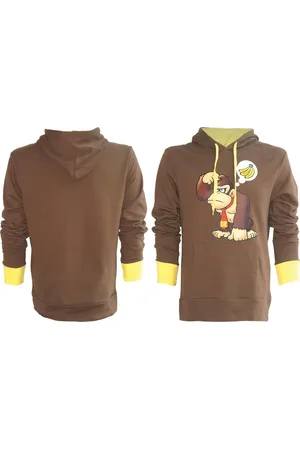 Nintendo " Sweater met Capuchon Bruin/Geel ""Donkey Kong"" met transfer print