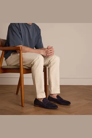 Manfield Heren - Blauwe suède loafers