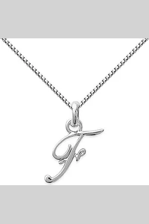 Amanto Ketting Letter F - 925 Zilver Gerhod. - Alfabet - 12x18mm - 50cm