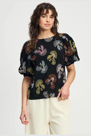POM Amsterdam Top POM - Embroidery Sky Black