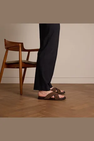 Manfield Heren - Bruine suède slippers