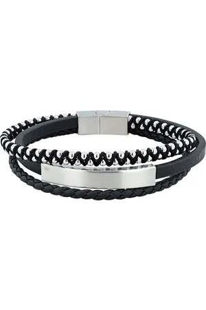 Akzent Armband van echt leer met roestvrij staal graveerplaatje 21cm.