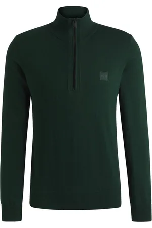 HUGO BOSS Kanobix Half Zip Trui Donkergroen