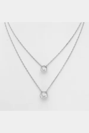 EAR IT UP Ketting - Multilayer - Layerketting - Dubbel - Layer - Gerhodineerd 925 sterling zilver - Zirkonia - Kastzetting - 41 tot 43 cm - 1 stuk