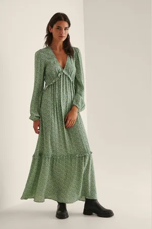 NA-KD Maxi-jurk met ballonmouwen en ruches