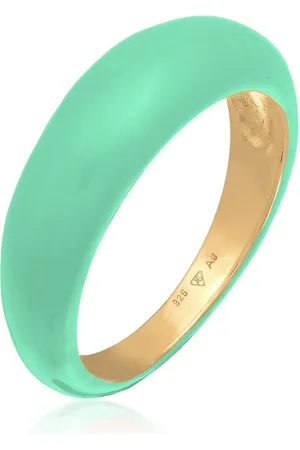 Elli Dames Ring Dames Band Stapel met Email Oranje in 925 Sterling Zilver Verguld