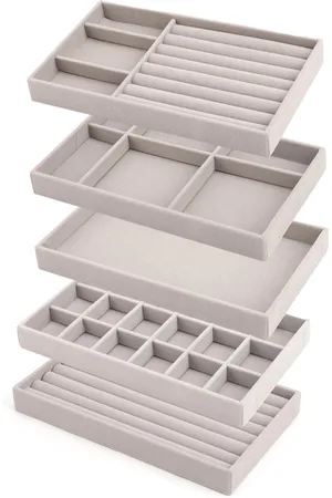 Merkloos 5 stuks sieradenopbergdienbladen voor het bewaren en presenteren van oorbellen en halskettingen