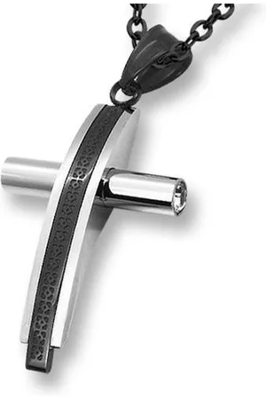 Amanto Ketting Apdil Black - 316L Staal - Kruis - 25x41mm - 60cm
