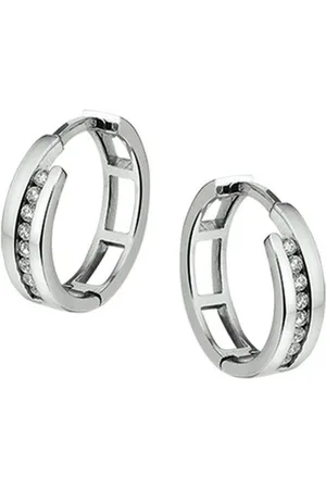 The Jewelry Collection Klapoorringen Zirkonia - Witgoud