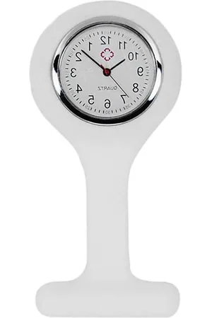 Merkloos Nurse Fob Horloge met Broche - Wit