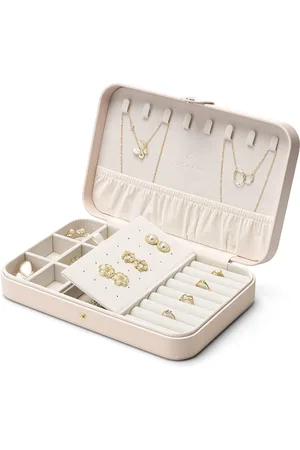 Merkloos Sieradendoosje - Modern Midden - Sieradenopslag voor dames - Cadeau - Leer - Organizer voor oorbellen, ringen, halskettingen en armbanden - Kerstcadeau voor tieners